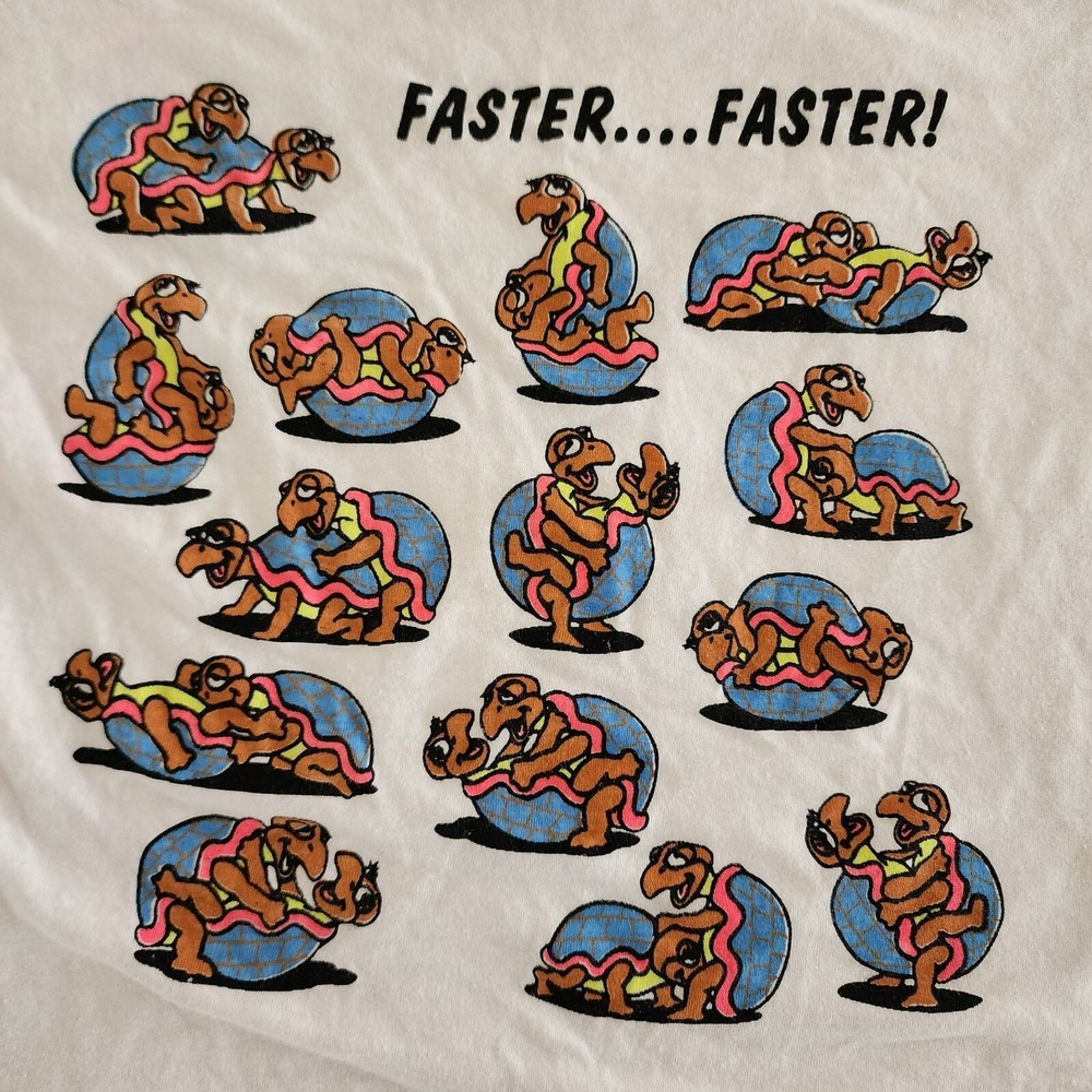 Turtles Faster Faster White Short Sleeve Funny Cotton T-Shirt Adult S